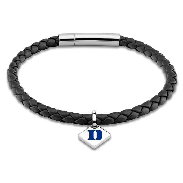 Duke Leather Bracelet with Sterling Silver Tag - Black