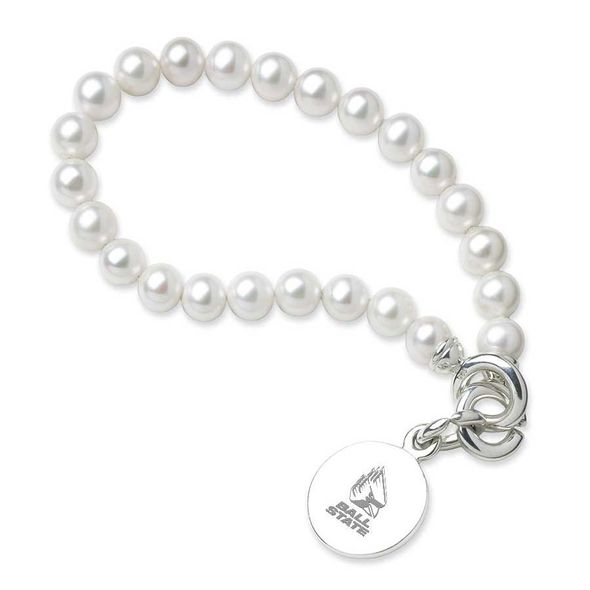 Ball State Pearl Bracelet with Sterling Silver Charm - Image 1
