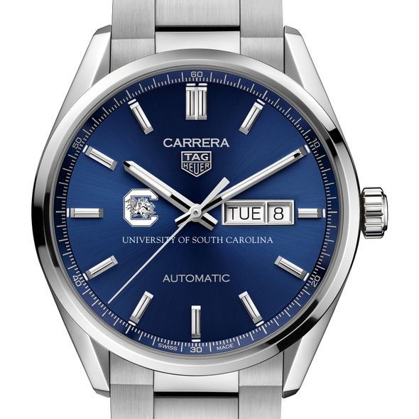 University of South Carolina Men's TAG Heuer Carrera with Blue Dial & Day-Date Window - Image 1
