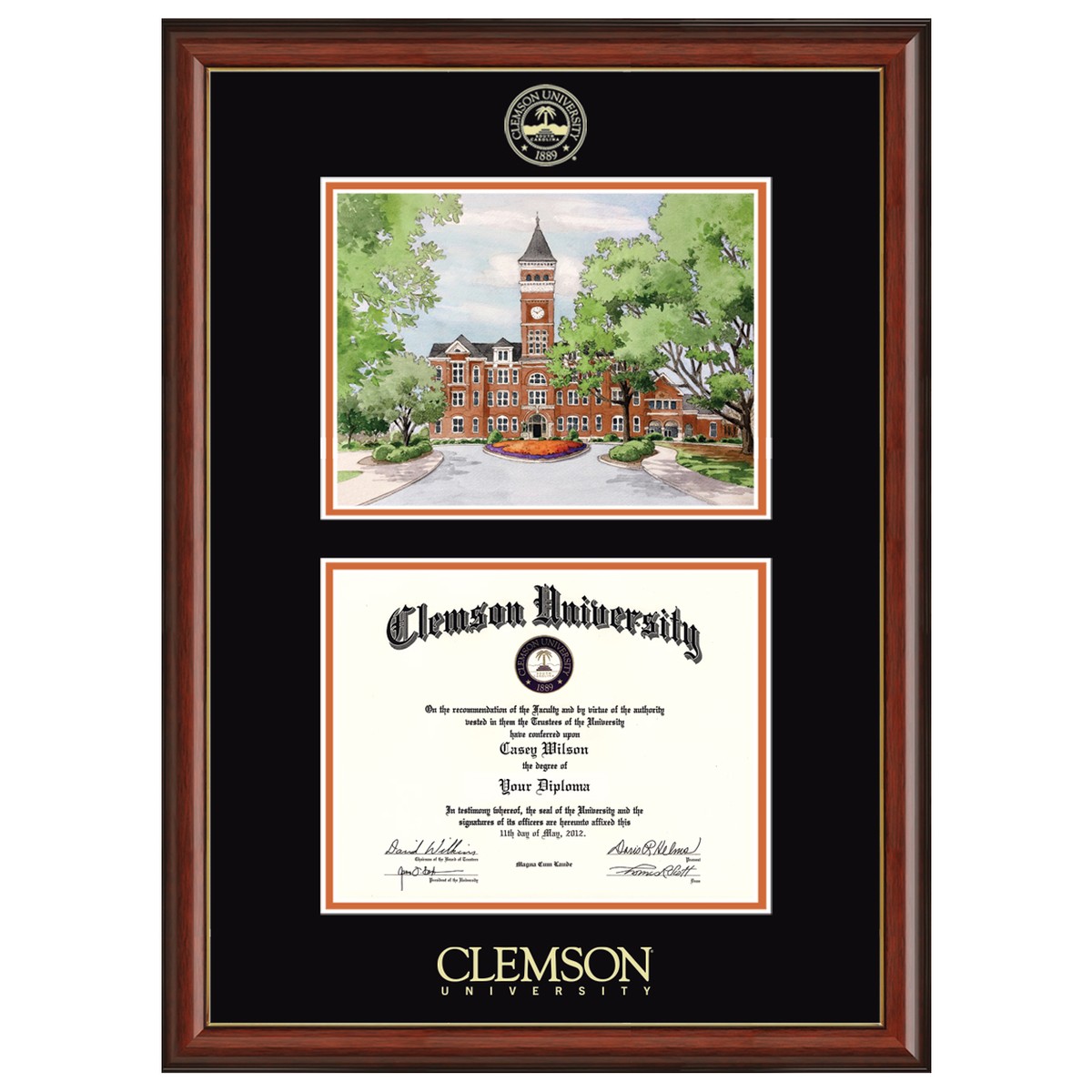 Official Clemson Diploma Frame with Campus Print- Graduation Gift Selection