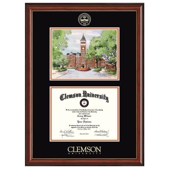 Clemson Diploma Frame - Campus Print - Image 1