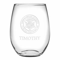 Carnegie Mellon Stemless Wine Glasses Made in the USA - Set of 4