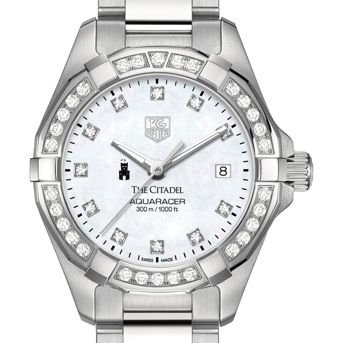 Citadel Women's TAG Heuer Steel Aquaracer with MOP Diamond Dial & Diamond Bezel