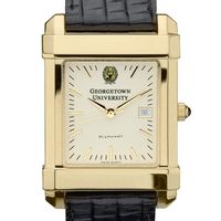 Georgetown Men's Gold Quad with Leather Strap