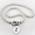 University of Illinois Pearl Necklace with Sterling Silver Charm - Image 1