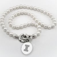 University of Illinois Pearl Necklace with Sterling Silver Charm