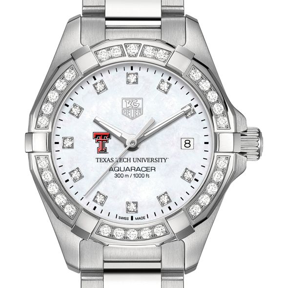Texas Tech W's TAG Heuer Steel Aquaracer with MOP Dia Dial & Bezel