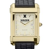 Xavier Men's Gold Quad with Leather Strap