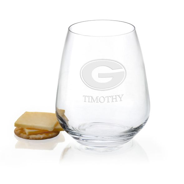 University of Georgia Stemless Wine Glasses - Set of 2 - Image 1