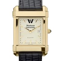Wesleyan Men's Gold Quad with Leather Strap