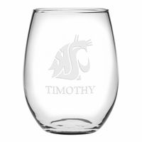 WSU Stemless Wine Glasses Made in the USA - Set of 2