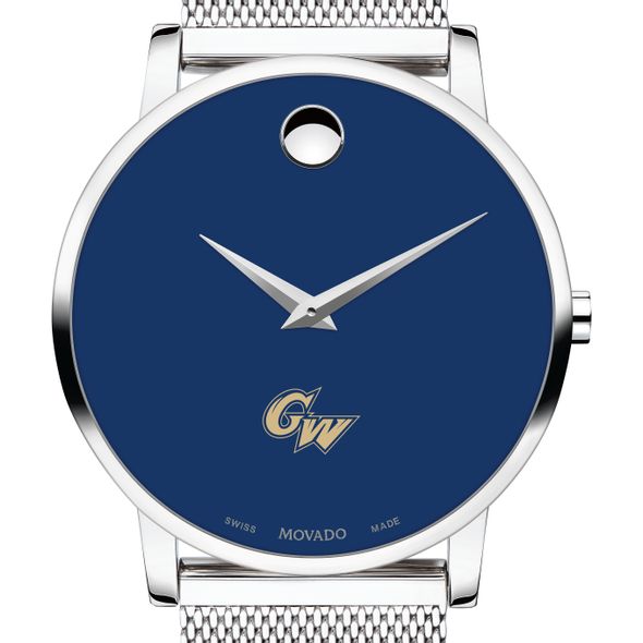 George Washington University Men's Movado Museum with Blue Dial & Mesh Bracelet