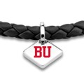 click to view Boston University Leather Bracelet with Sterling Silver Tag - Black - Image 2