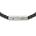 click to view Boston University Leather Bracelet with Sterling Silver Tag - Black - Image 3