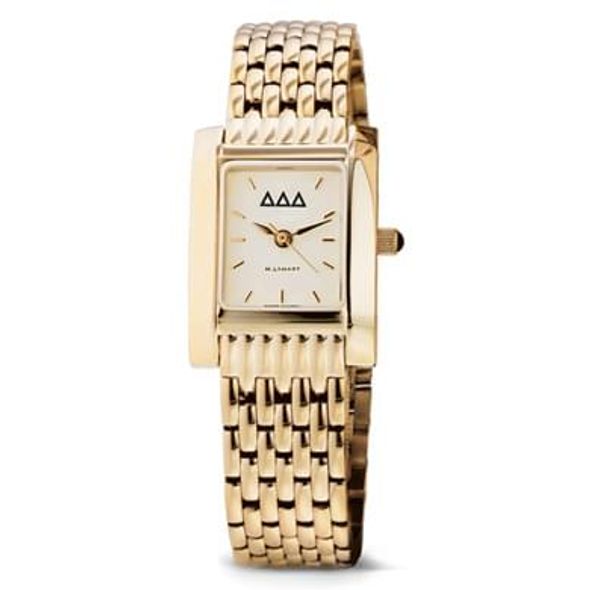Delta Delta Delta Women's Gold Quad Watch with Bracelet