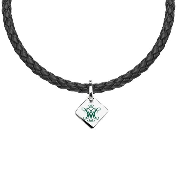 College of William & Mary Leather Necklace with Sterling Silver Tag