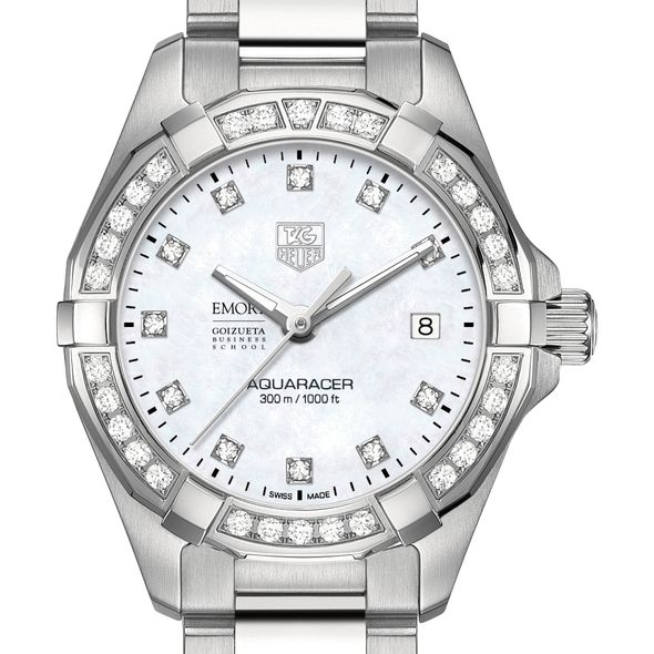 Emory Goizueta Women's TAG Heuer Steel Aquaracer with MOP Diamond Dial & Bezel - Image 1