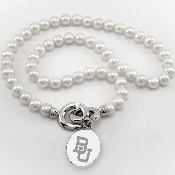Baylor Pearl Necklace with Sterling Silver Charm