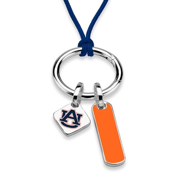 Auburn University Silk Necklace with Enamel Charm & Sterling Silver Tag - Image 1