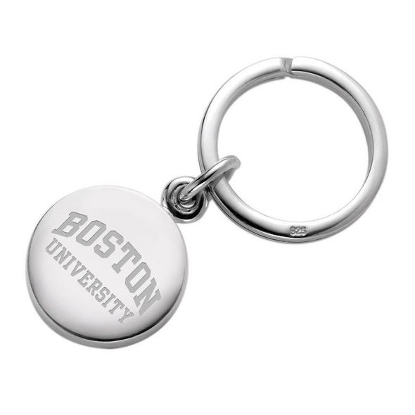 Boston University Sterling Silver Insignia Key Ring - Image 1