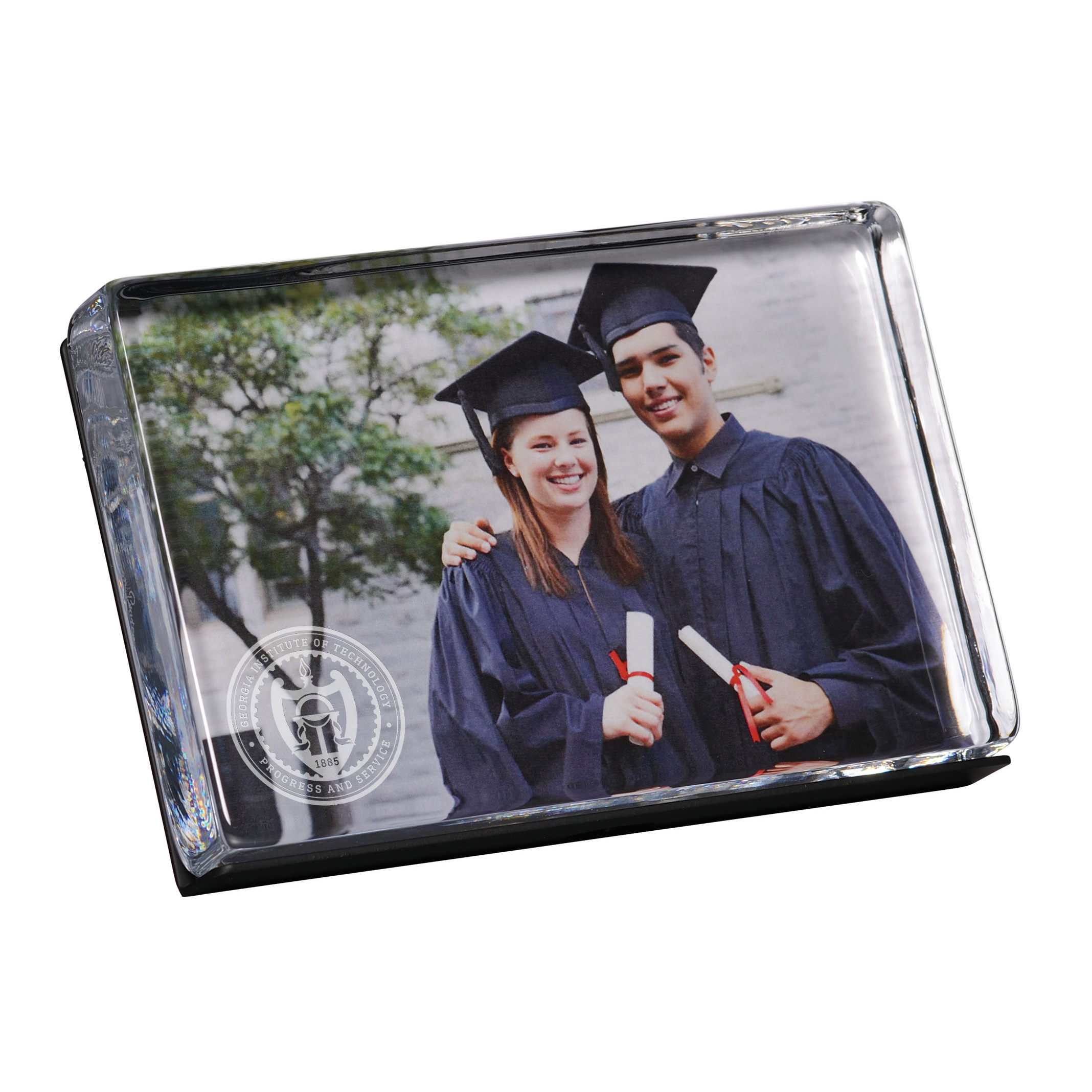 Georgia Tech Glass Photo Block by Simon Pearce