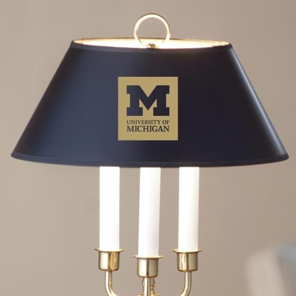 University Of Michigan Lamp In Brass Marble