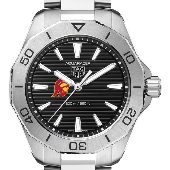 USC Men's TAG Heuer Steel Aquaracer with Black Dial - Image 1