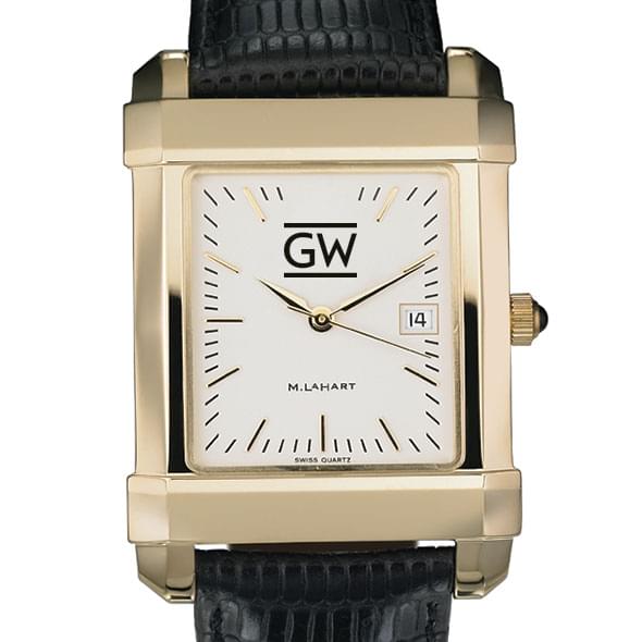 George Washington Men's Gold Quad with Leather Strap