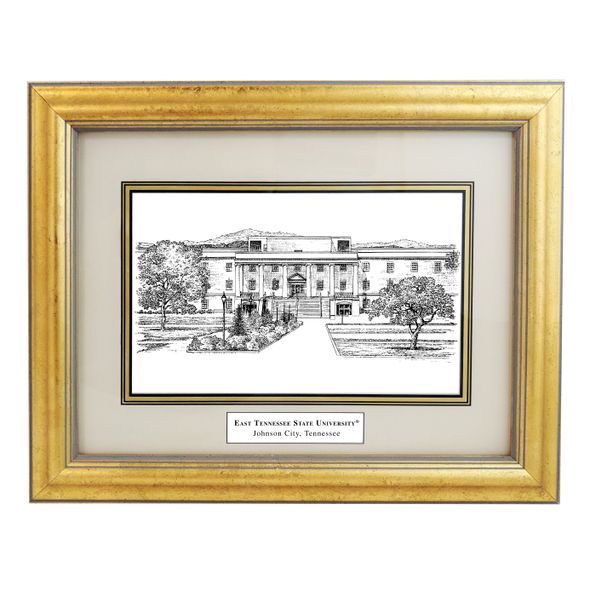 East Tennessee State University Black Ink Gold Frame