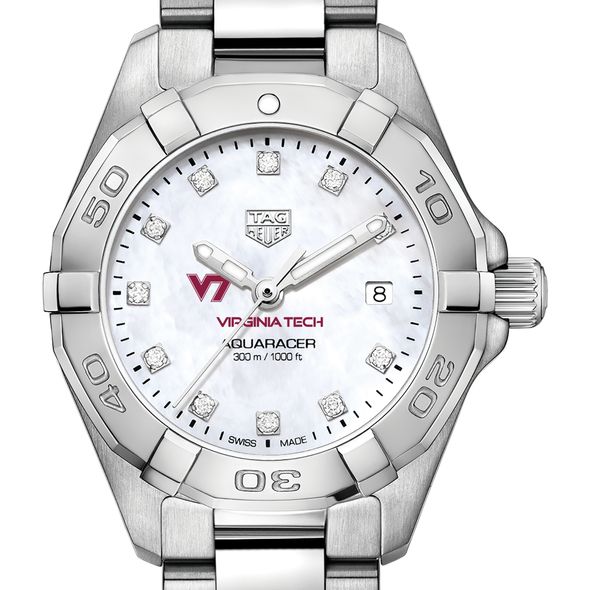 Virginia Tech W's TAG Heuer Steel Aquaracer w MOP Dia Dial