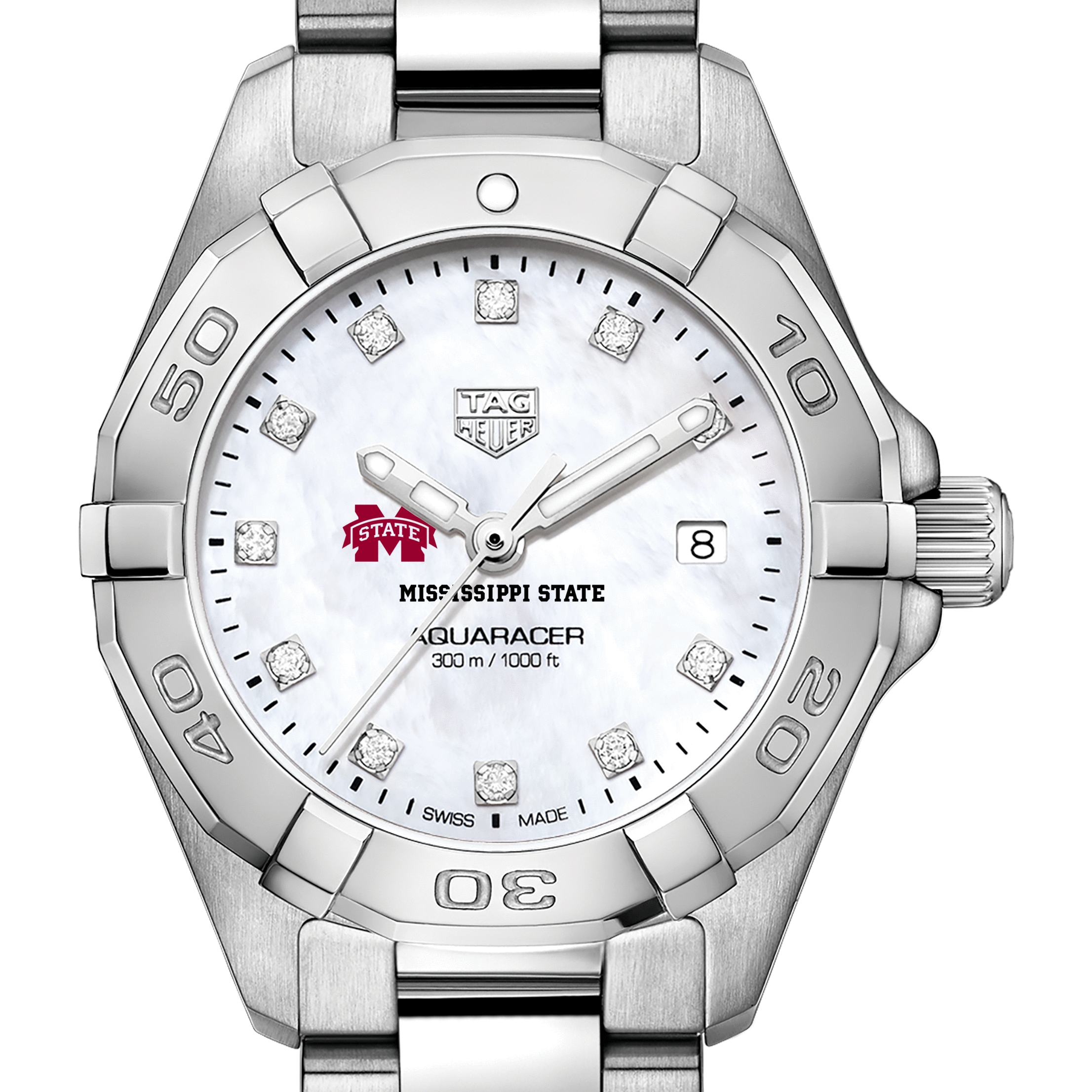 Mississippi State Women's TAG Heuer Steel Aquaracer with MOP Diamond Dial