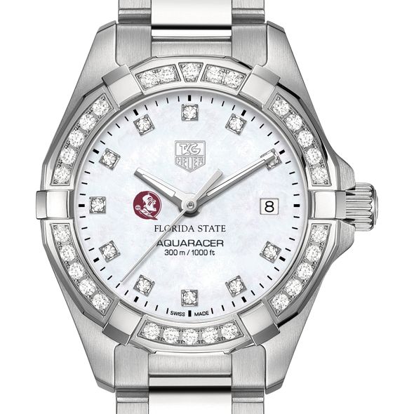 Florida State University W's TAG Heuer Steel Aquaracer with MOP Dia Dial & Bezel