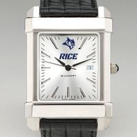 Rice University Men's Collegiate Watch with Leather Strap