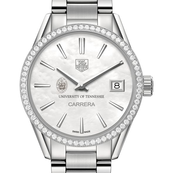 University of Tennessee Women's TAG Heuer Steel Carrera with MOP Dial & Diamond Bezel - Image 1