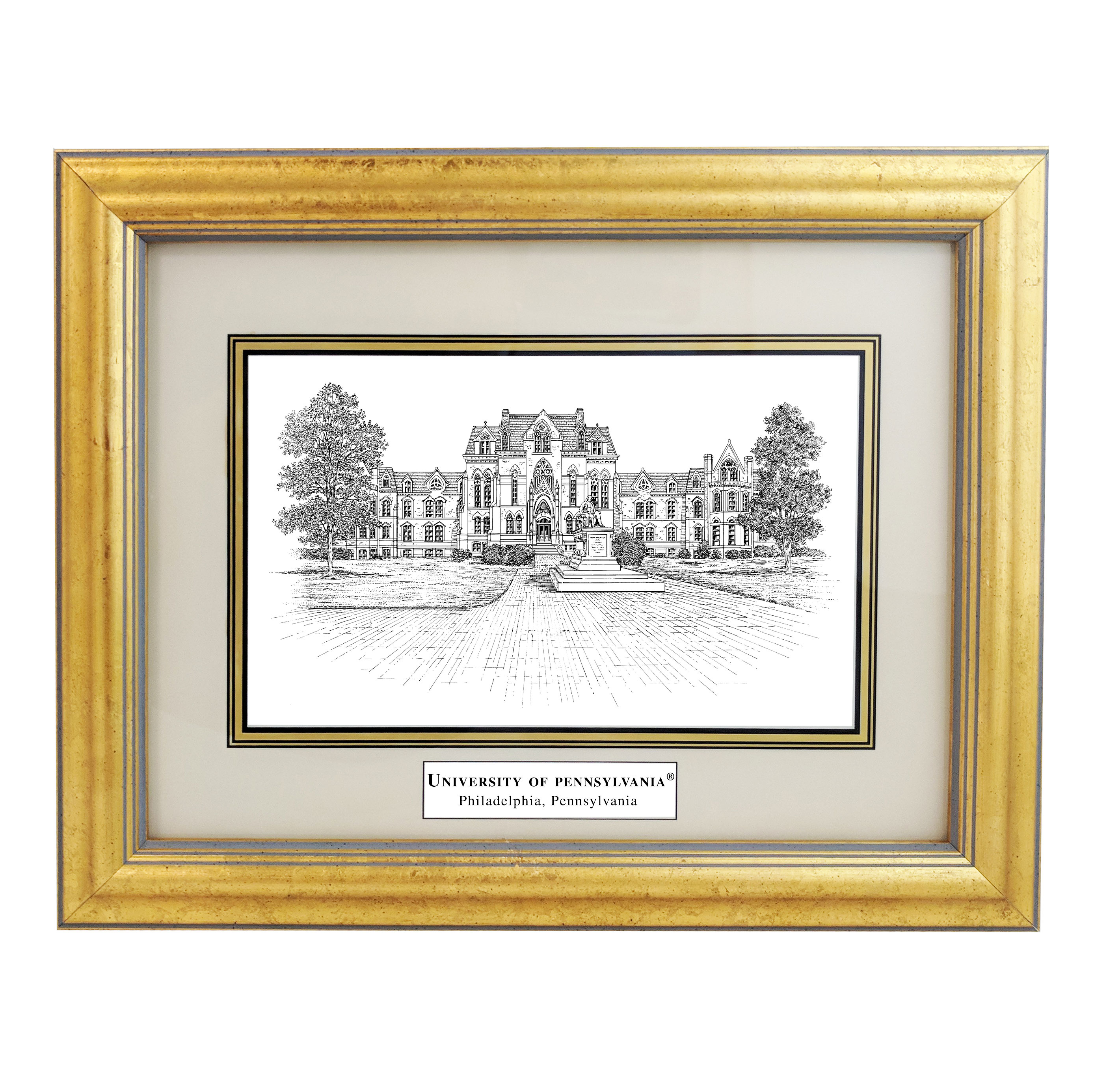 Framed Pen and Ink University of Pennsylvania Print