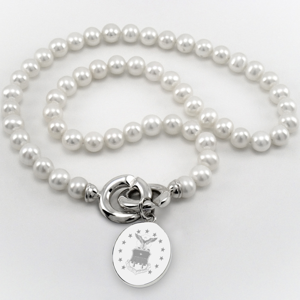 Air Force Academy Pearl Necklace with Sterling Silver Charm