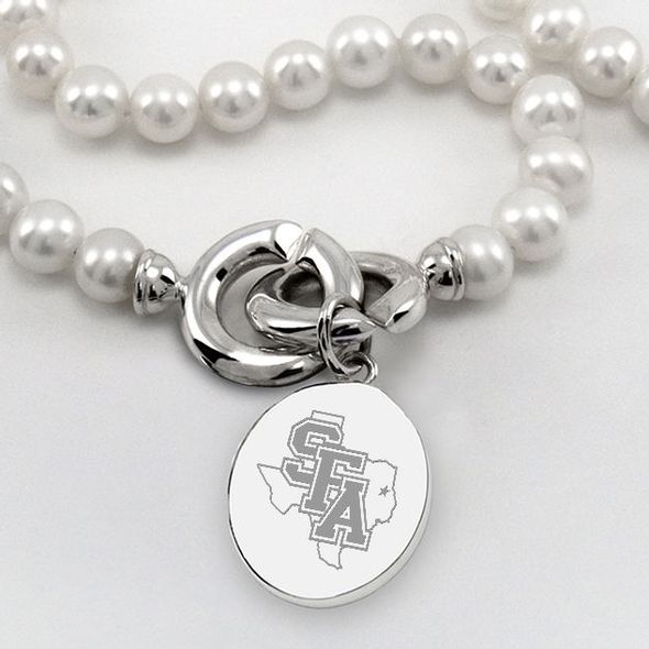 SFASU Pearl Necklace with Sterling Silver Charm - Image 1