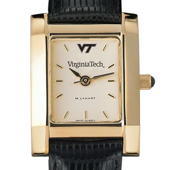Virginia Tech Women's Gold Quad Watch with Leather Strap