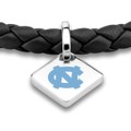 click to view UNC Leather Bracelet with Sterling Silver Tag - Black - Image 2