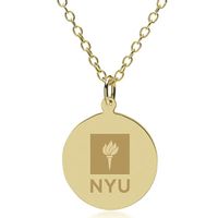 NYU 18K Gold Pendant & Chain