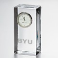 BYU Tall Glass Desk Clock by Simon Pearce - Image 1
