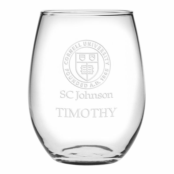 SC Johnson College Stemless Wine Glasses Made in the USA - Set of 2 - Image 1