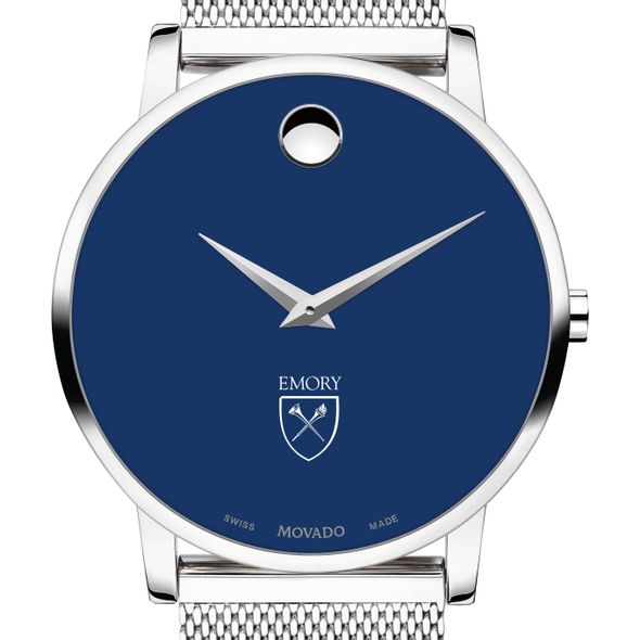 Emory University Men's Movado Museum with Blue Dial & Mesh Bracelet