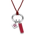 Texas A&M University Silk Necklace with Enamel Charm & Sterling Silver Tag - Image 2