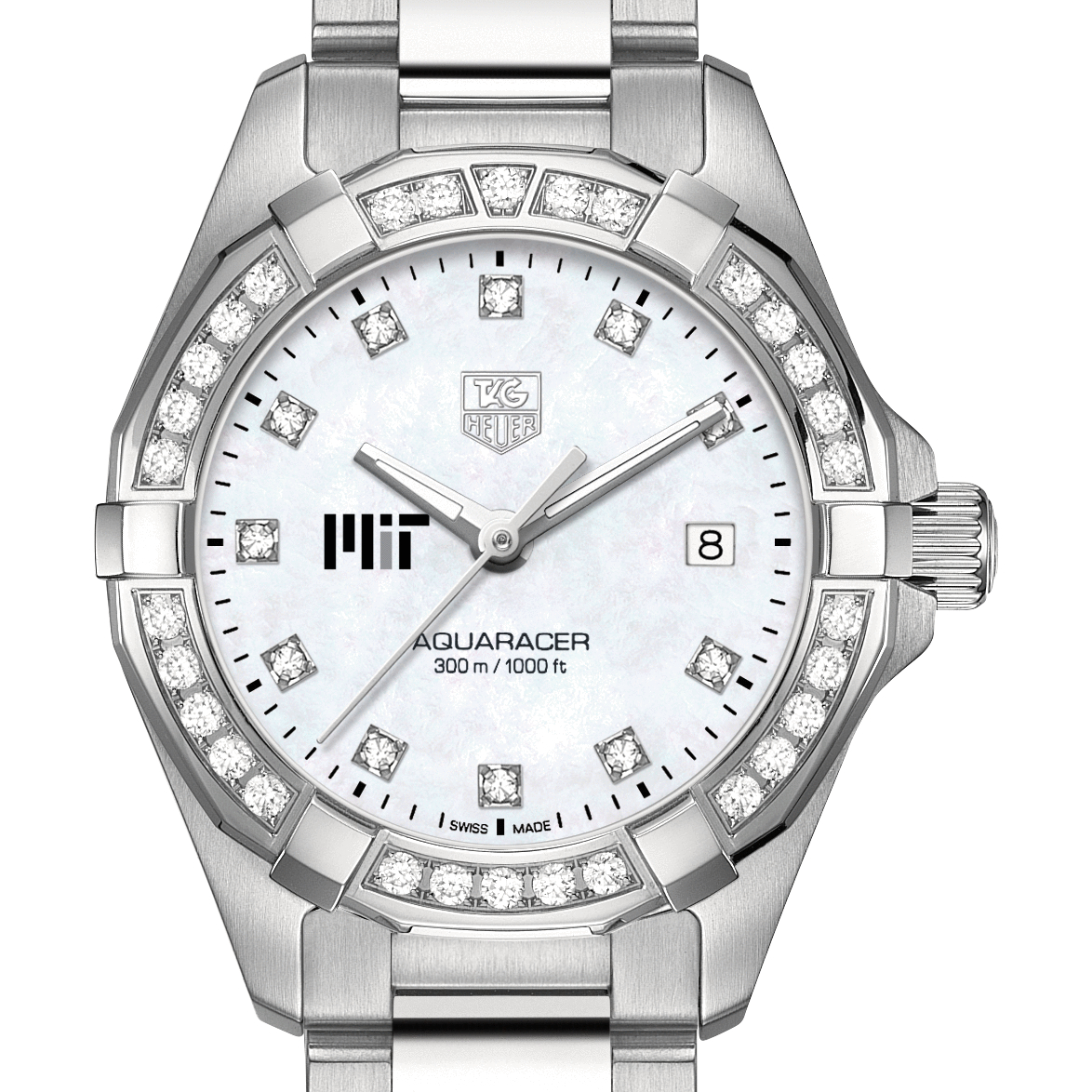 MIT Women's TAG Heuer Steel Aquaracer with MOP Diamond Dial & Diamond Bezel