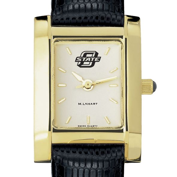 Oklahoma State University Women's Gold Quad with Leather Strap