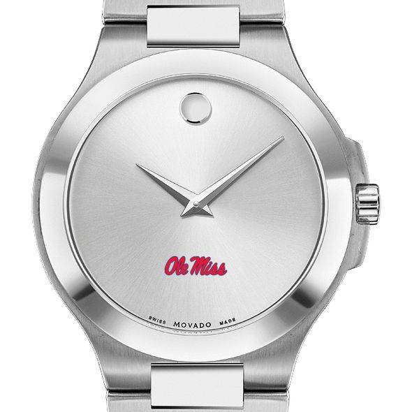 Ole Miss Men's Movado Collection Stainless Steel Watch with Silver Dial - Image 1