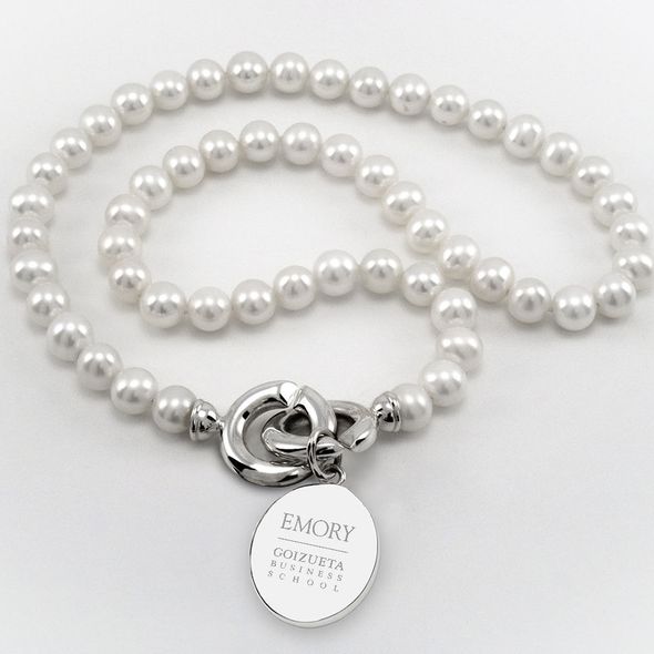 Emory Goizueta Pearl Necklace with Sterling Silver Charm - Image 1