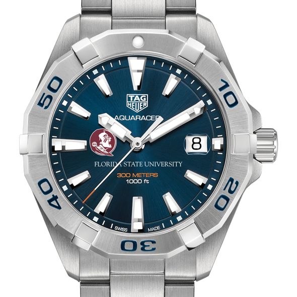 Florida State University Men's TAG Heuer Steel Aquaracer with Blue Dial