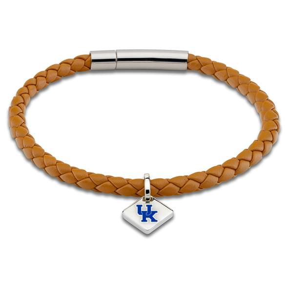 University of Kentucky Leather Bracelet with Sterling Silver Tag - Saddle